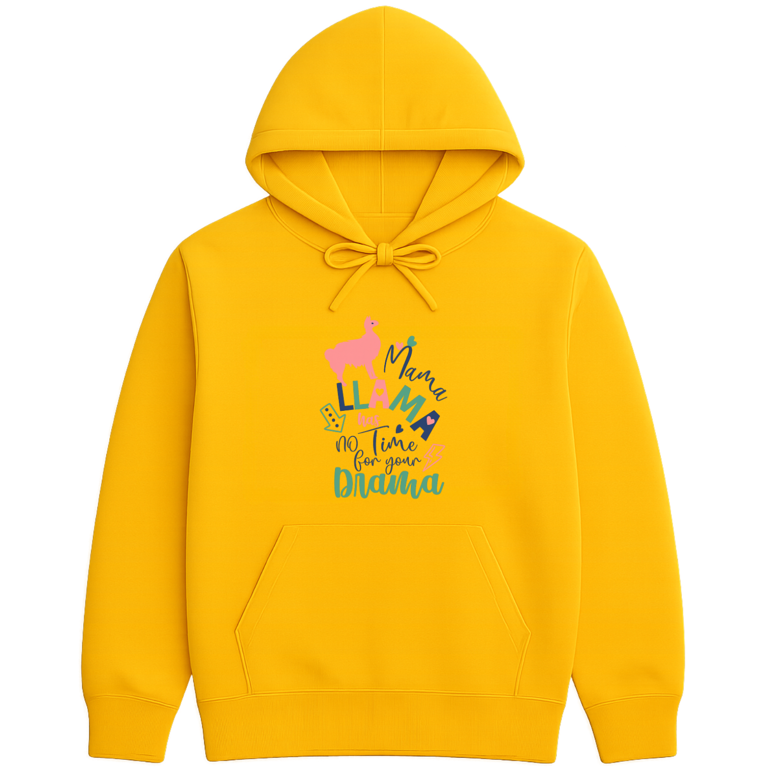 Mama Llama Hoodie - Yellow mockup