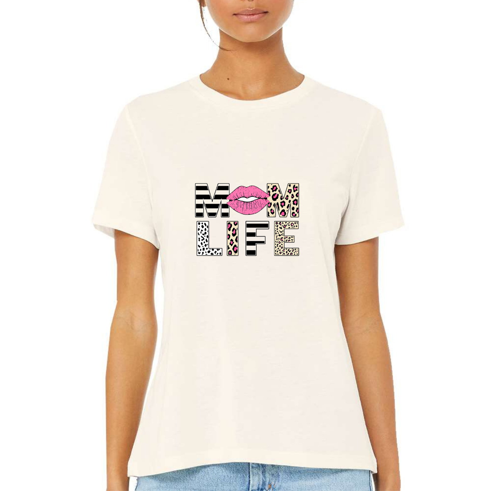 Mom Life Women's Ultra-Premium Triblend T-Shirt - Natural front mockup
