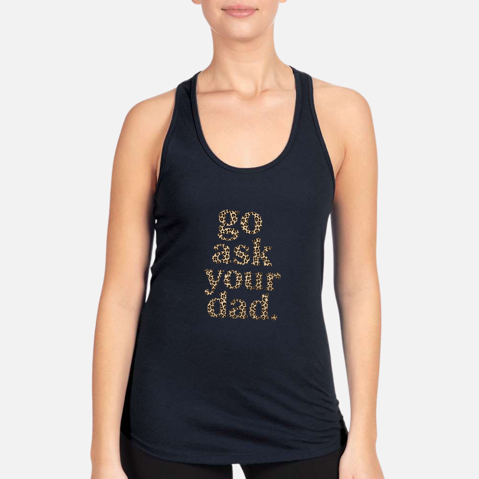 Go Ask Your Dad Women's Racerback Tank - Navy front mockup