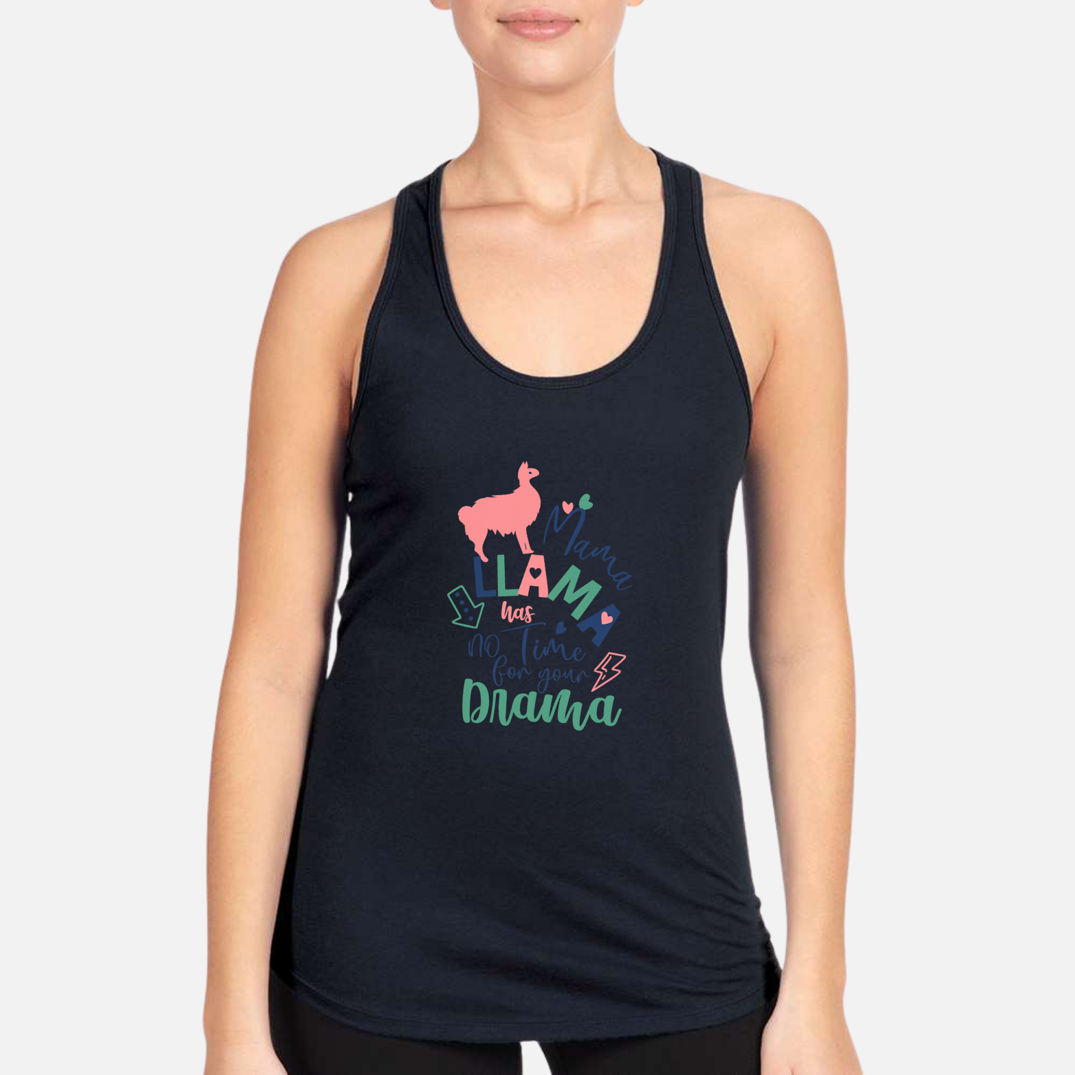 Mama Llama Women's Premium Racerback Tank - Navy front mockup