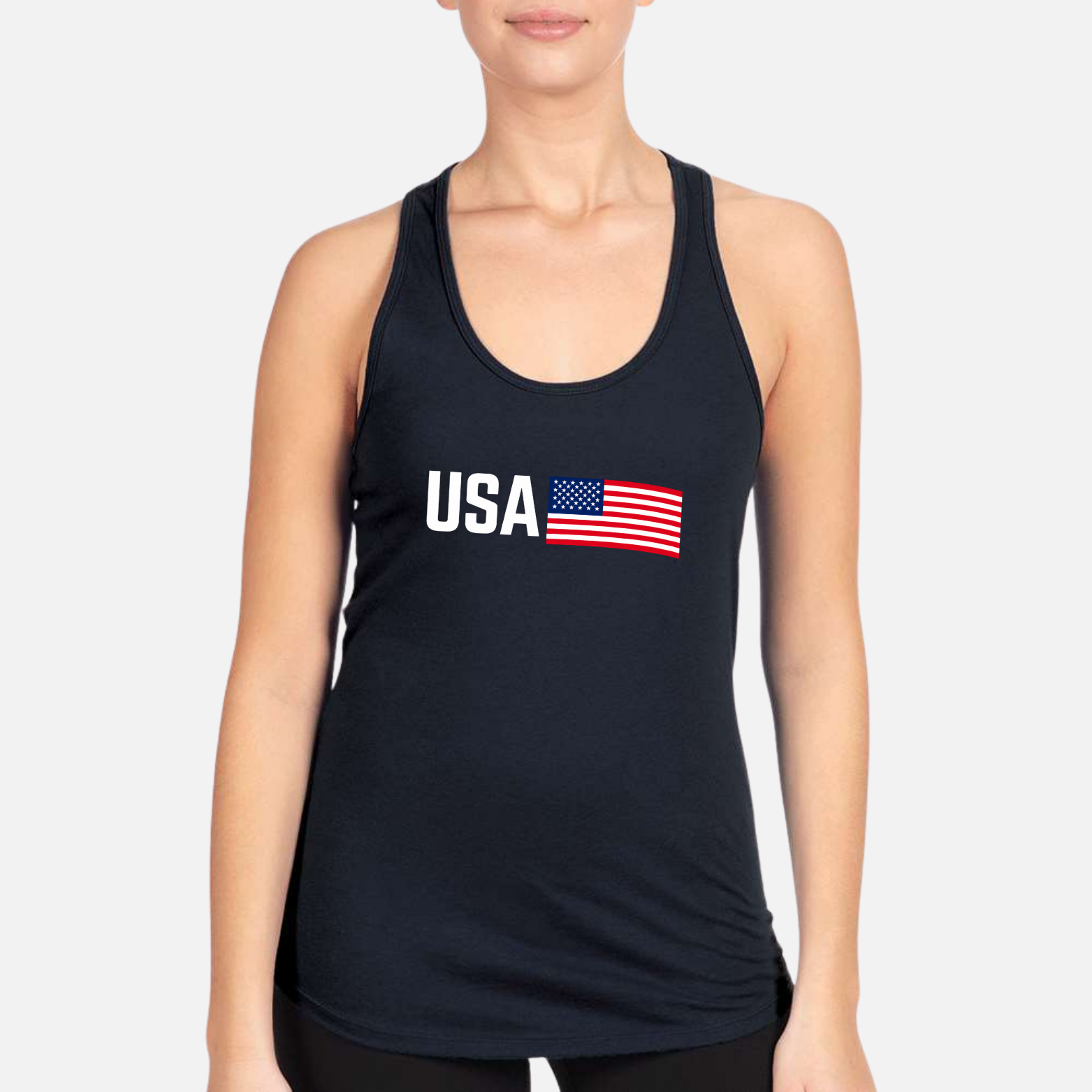 USA Women's Racerback Tank - Navy front mockup