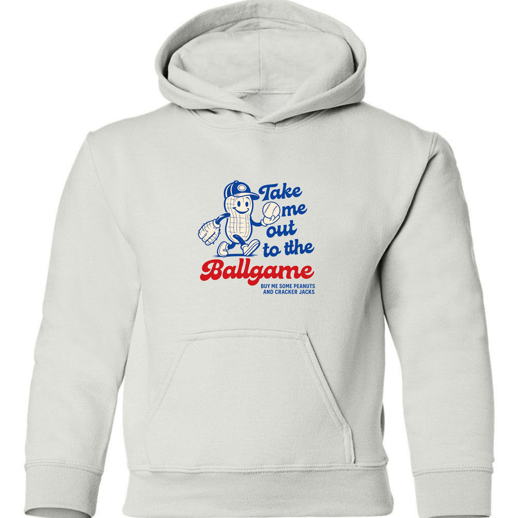 Take Me Out To The Ballgame Youth Hoodie - White front mockup