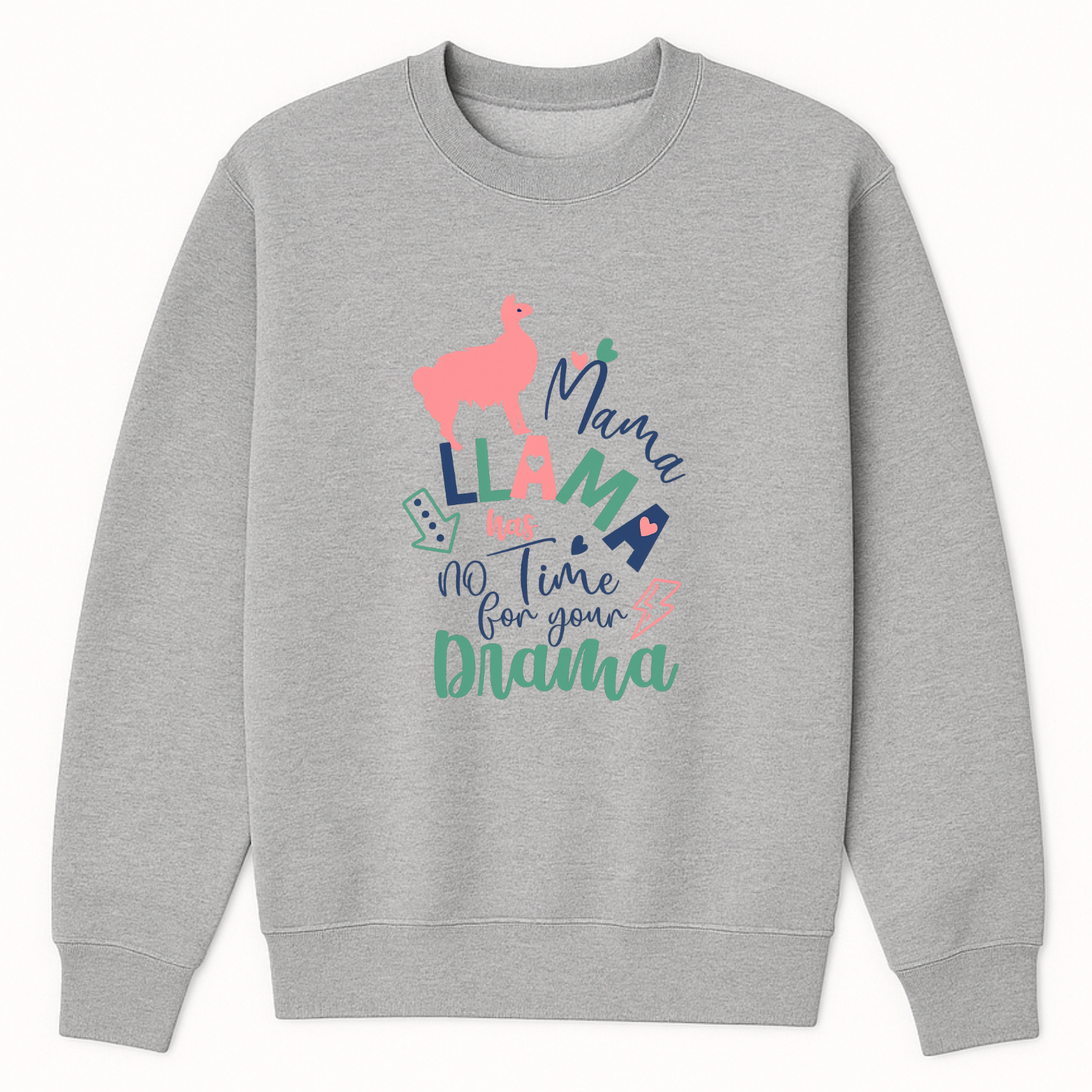 Mama Llama Crewneck Sweatshirt - Sports Grey mockup