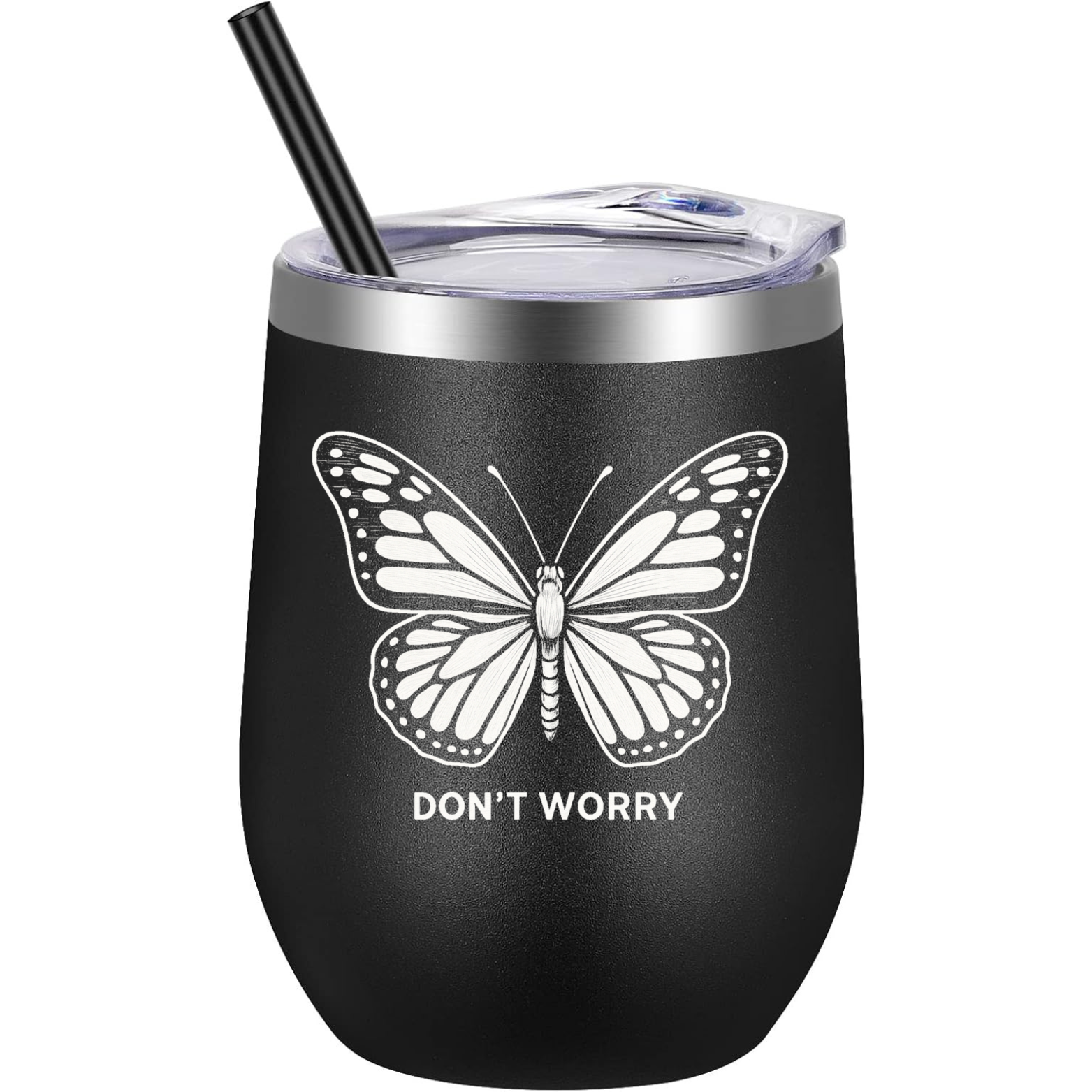 Butterfly Wine Tumbler - Black