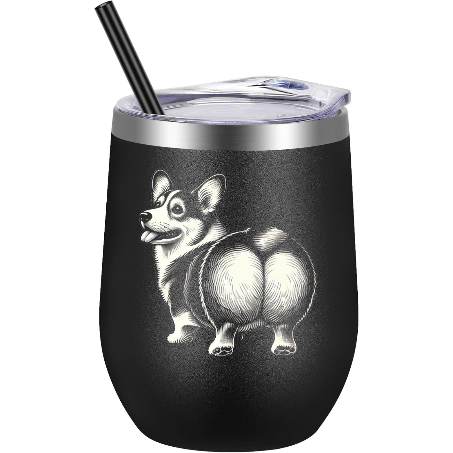 Corgi Wine Tumbler - Black