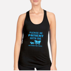 Please Be Patient I'm From The 1900s Women's Racerback Tank - Black front mockup