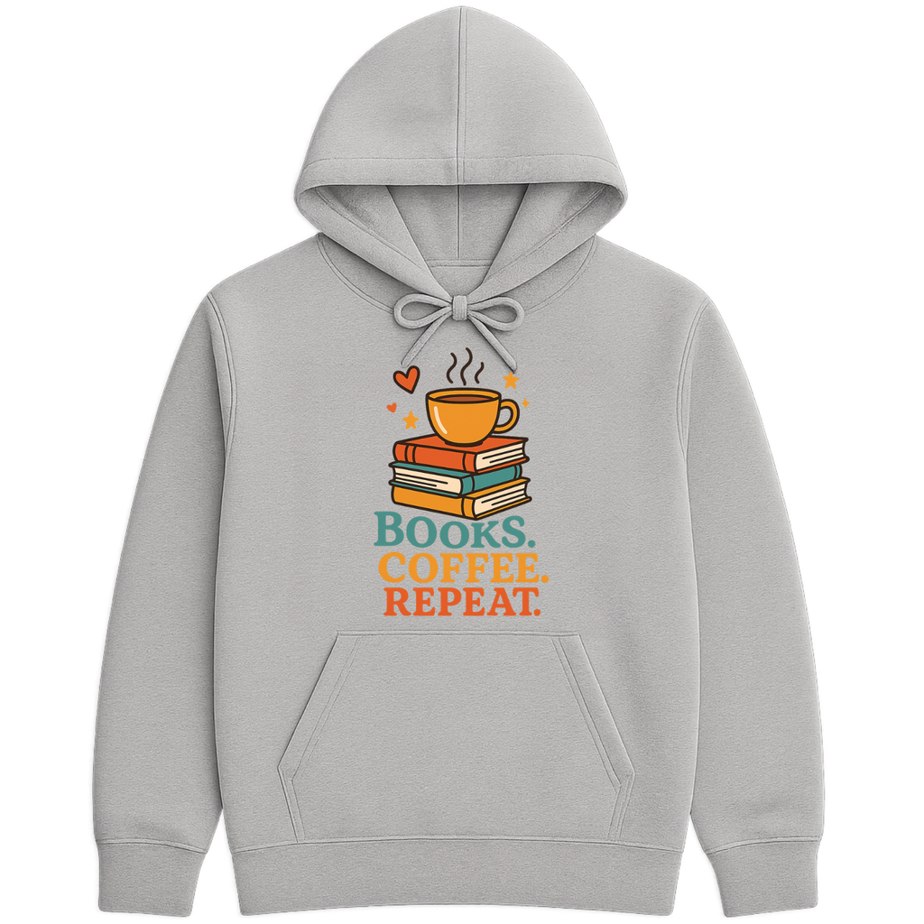 Books Coffee Repeat Hoodie - Sports Grey