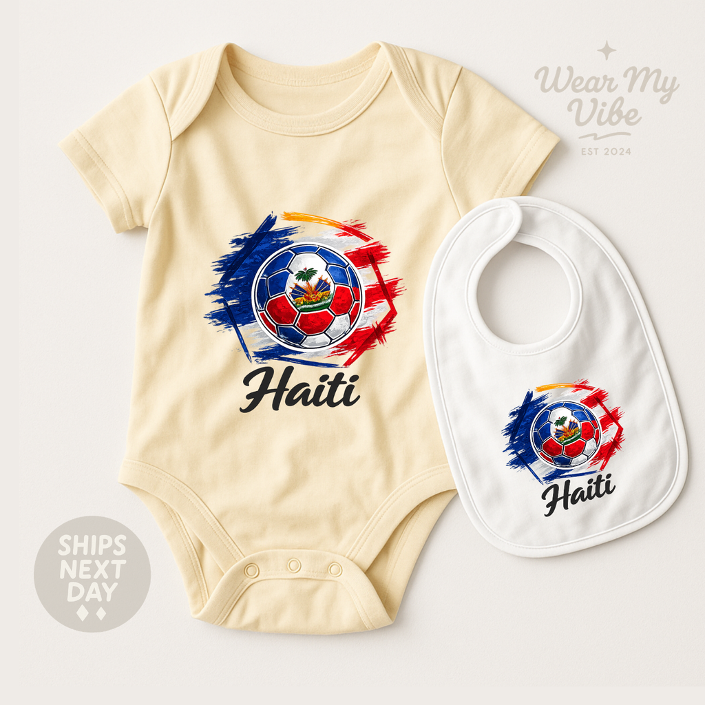 Haiti Football Baby Onesie hero mockup