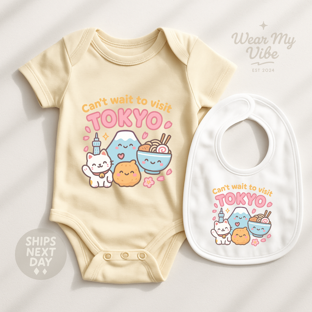 Can't Wait To Visit Tokyo Baby Onesie hero mockup