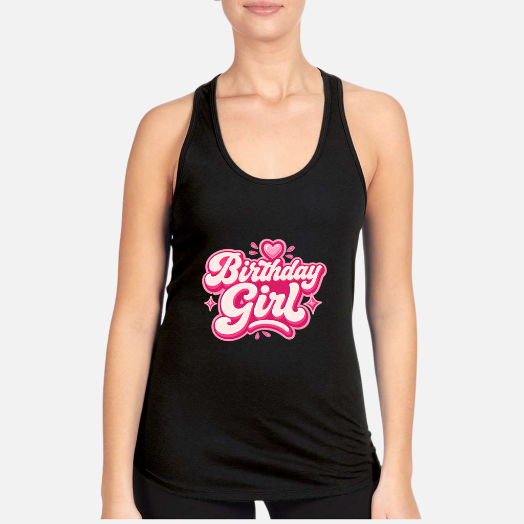 Birthday Girl Women's Racerback Tank - Black front mockup