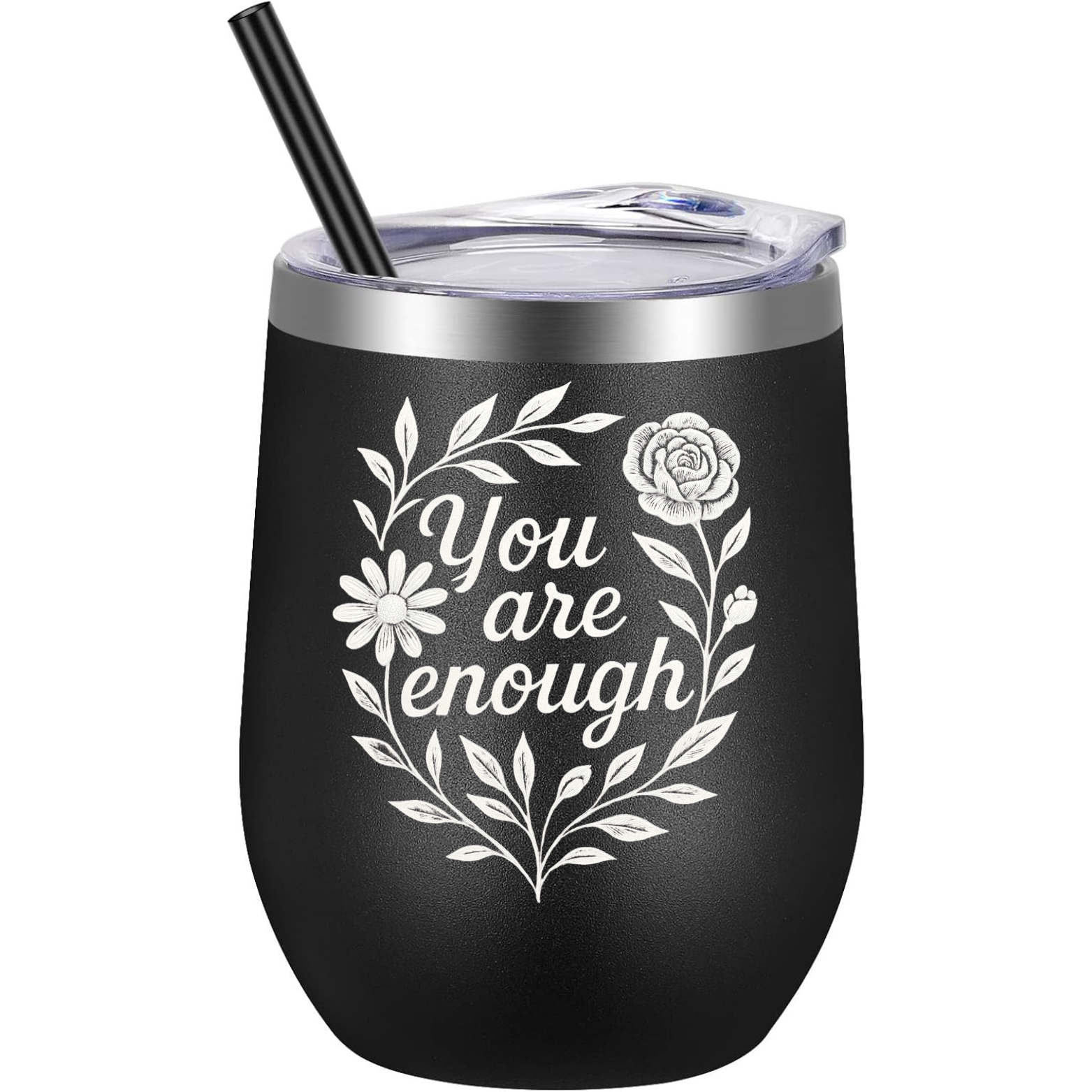 You Are Enough Wine Tumbler - Black