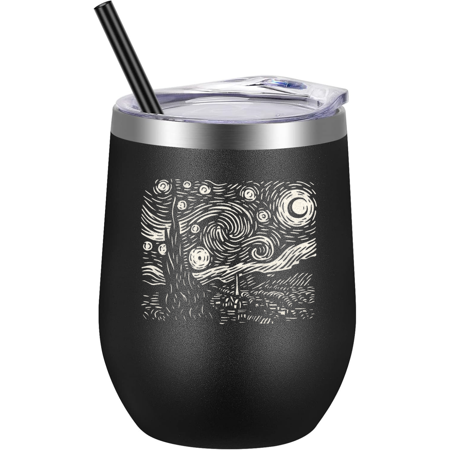 Starry Night Wine Tumbler - Black