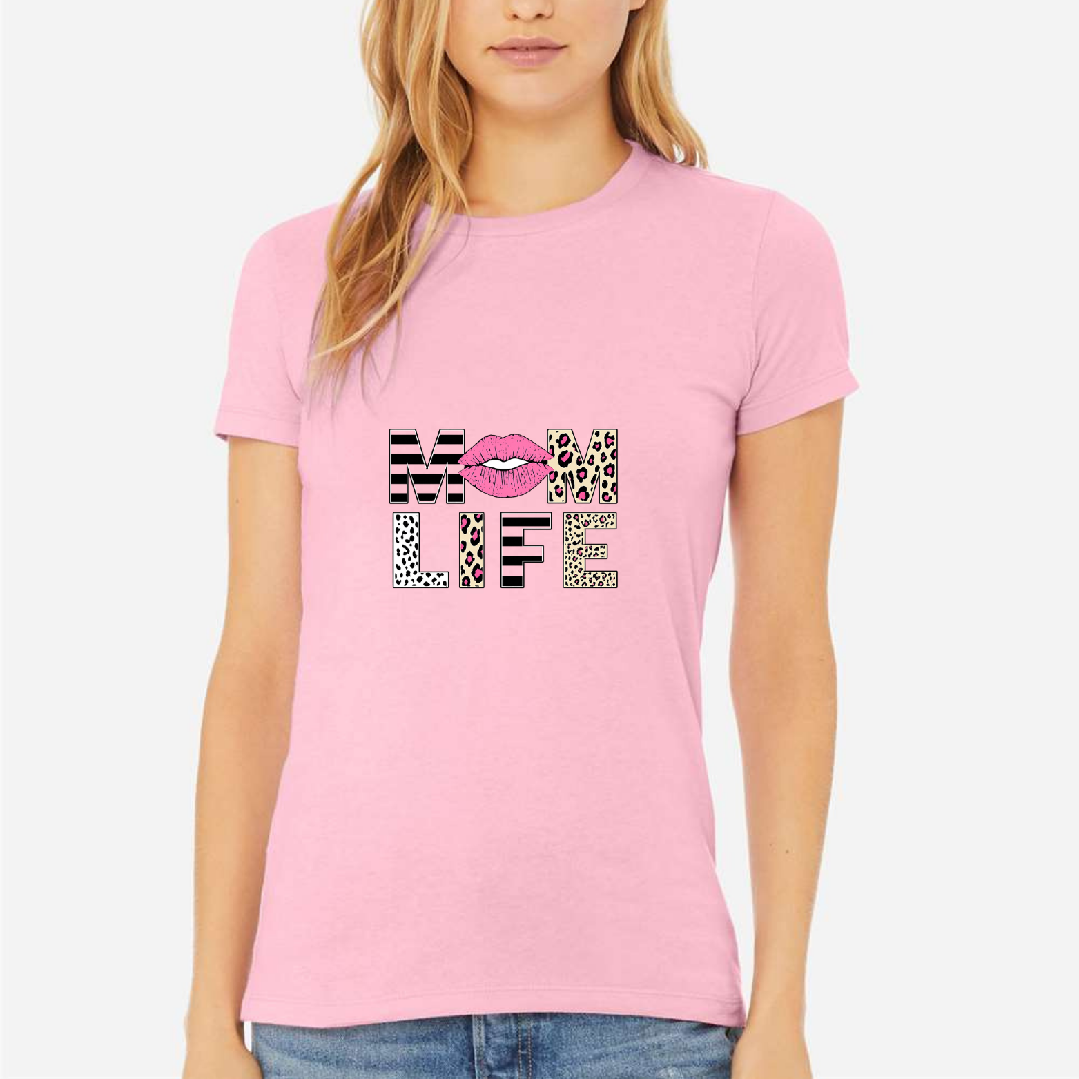 Mom Life Women's Ultra-Premium Triblend T-Shirt - Pink front mockup