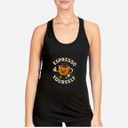 Espresso Yourself Women's Premium Racerback Tank - Black front mockup