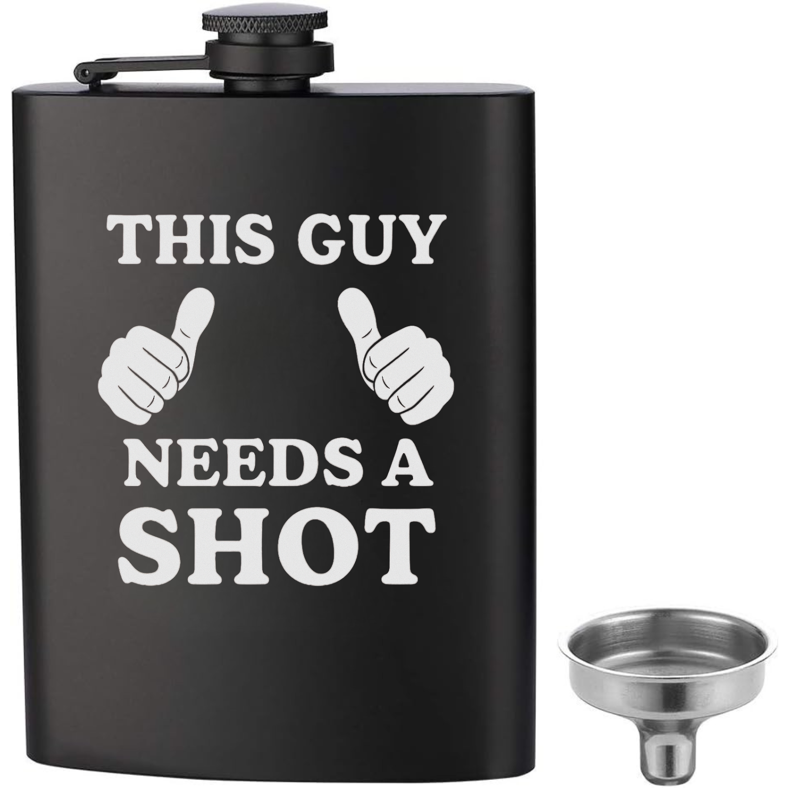 This Guy Needs A Shot Flask - Black