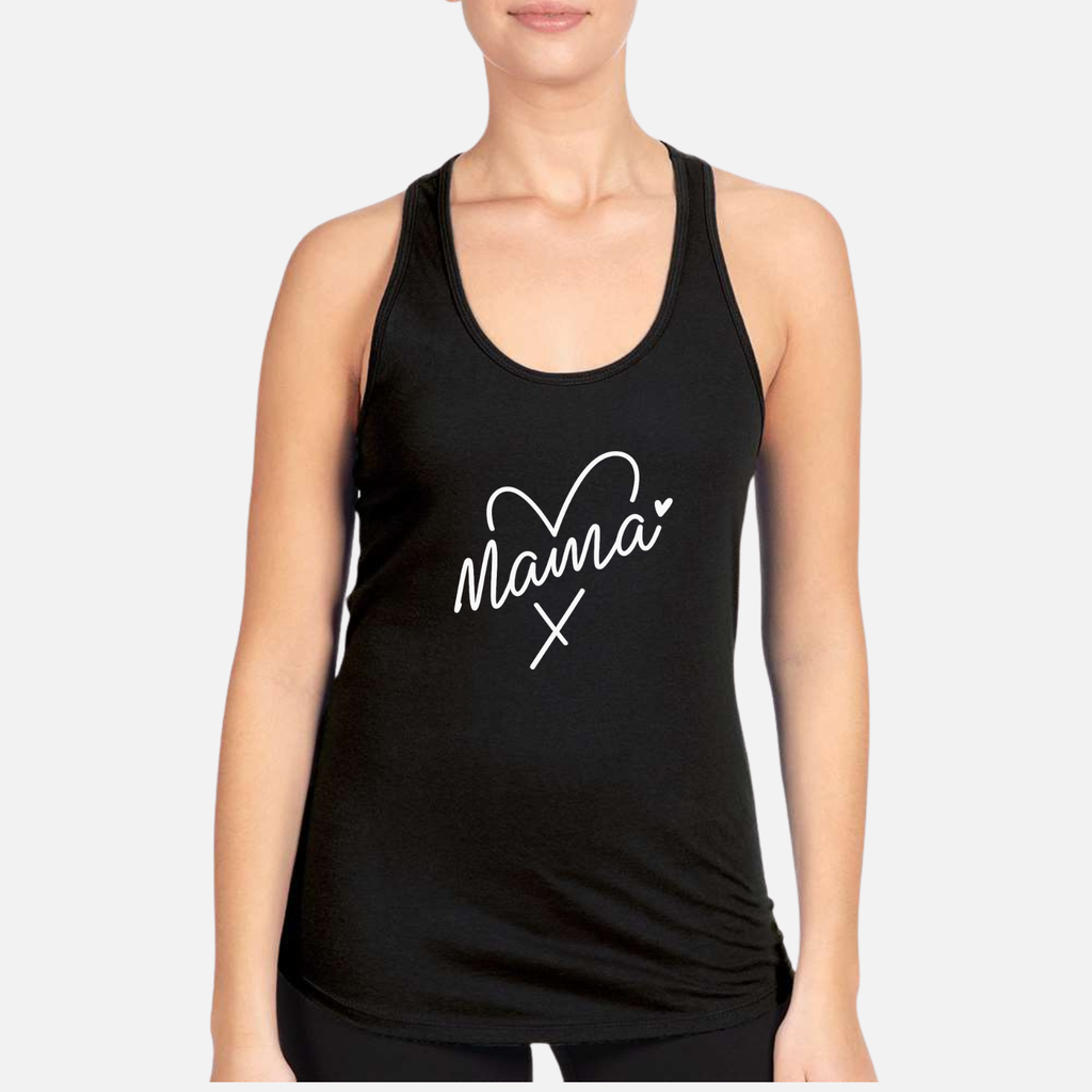 Mama Heart Women's Racerback Tank - Black front mockup