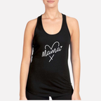 Mama Heart Women's Racerback Tank - Black front mockup