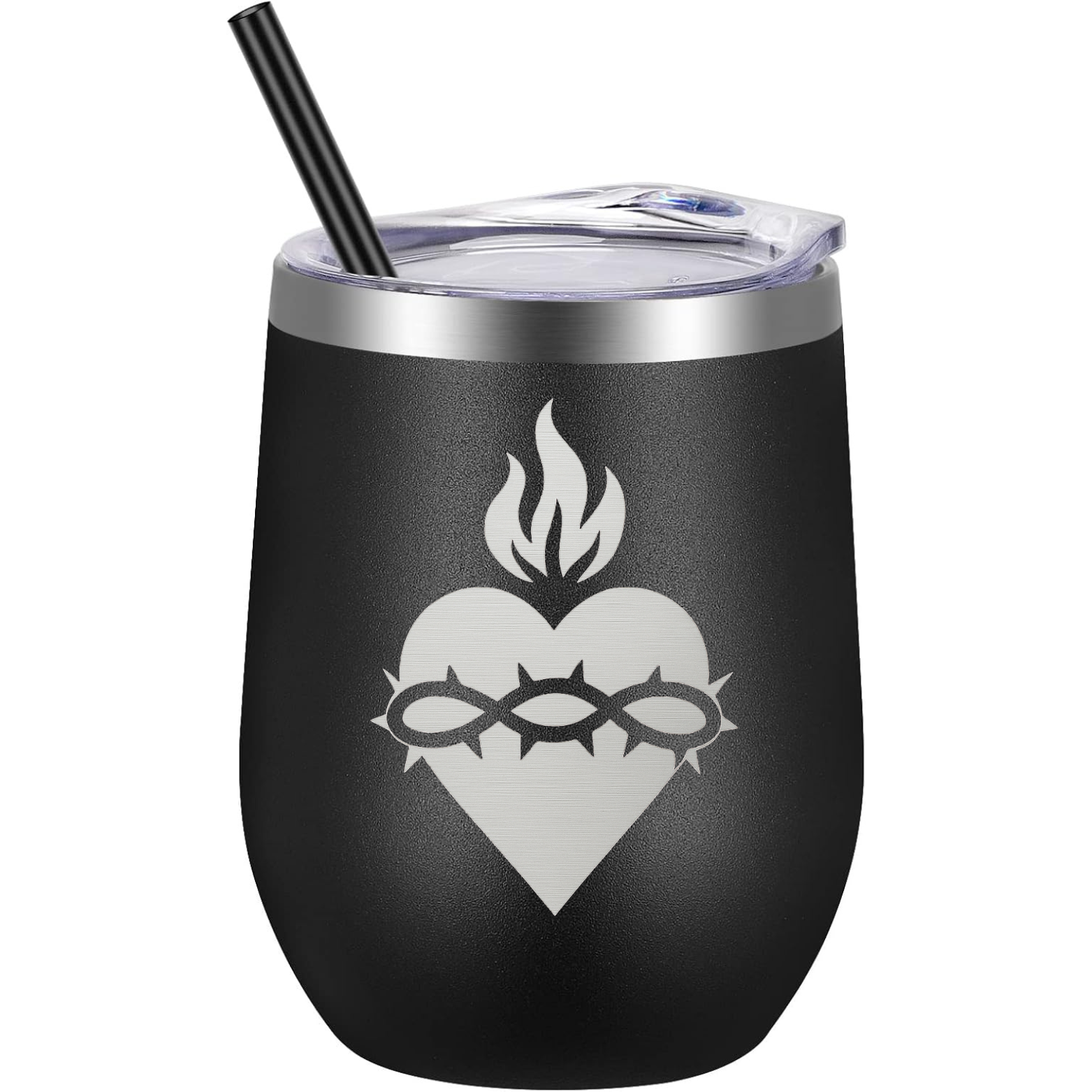 Sacred Heart Wine Tumbler - Black