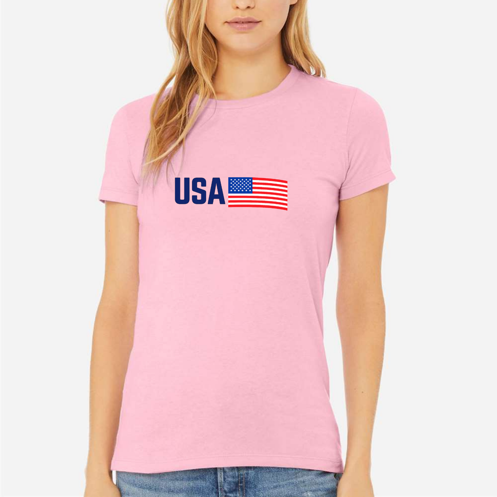 USA Women's Ultra-Premium Triblend T-Shirt - Pink front mockup