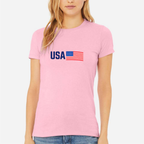 USA Women's Ultra-Premium Triblend T-Shirt - Pink front mockup