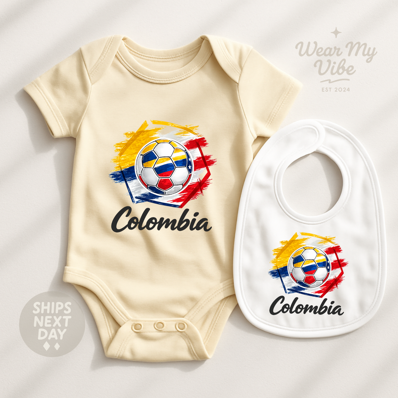 Colombia Football Baby Onesie hero mockup