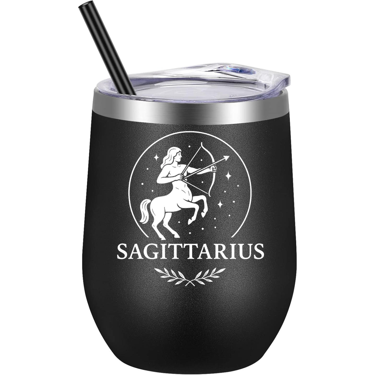 Sagittarius Wine Tumbler - Black