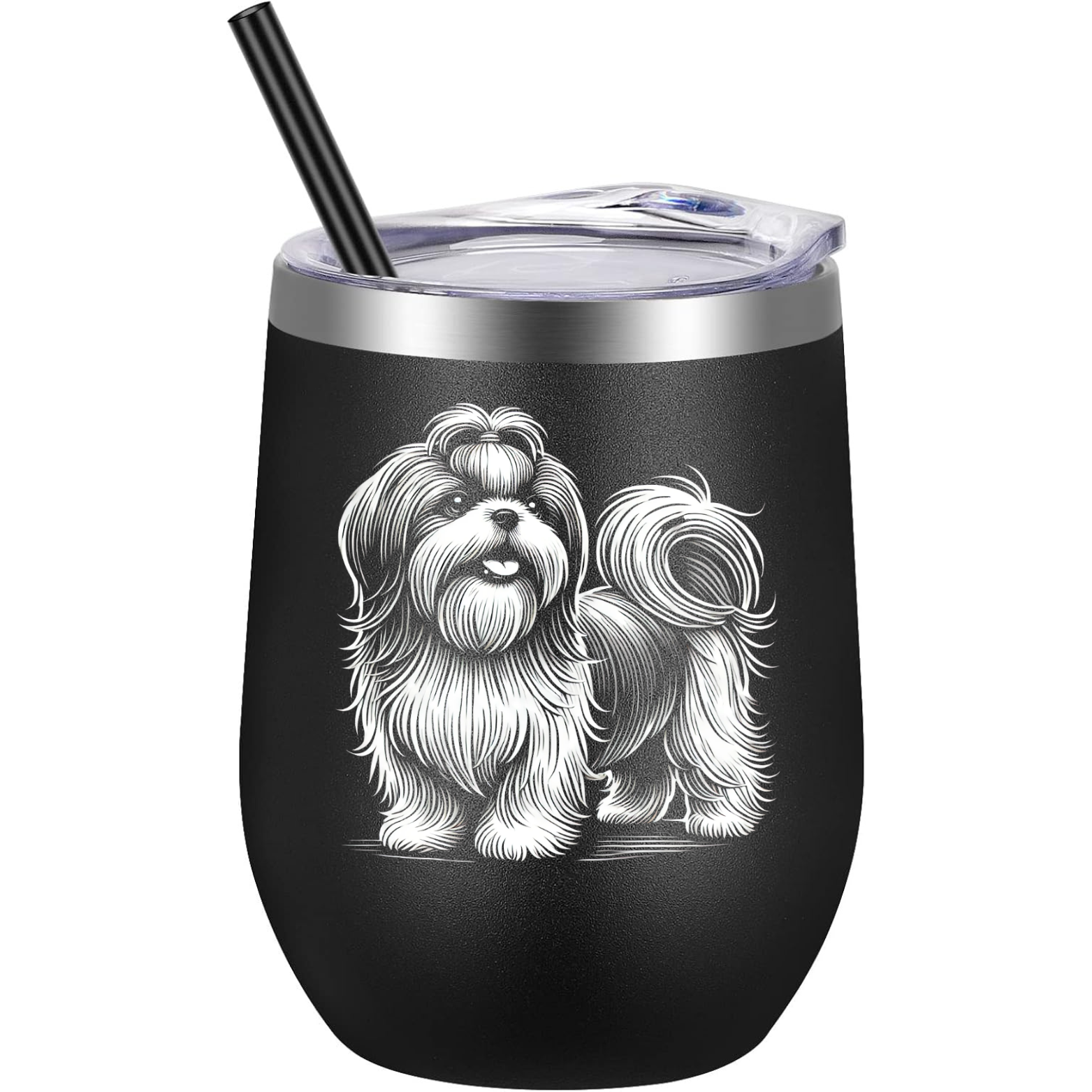 Shih Tzu Wine Tumbler - Black