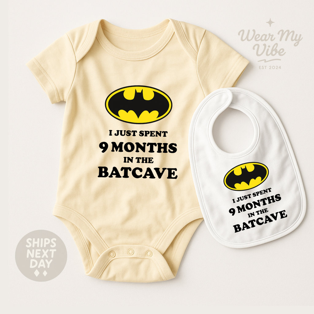 Batcave Baby Onesie hero mockup