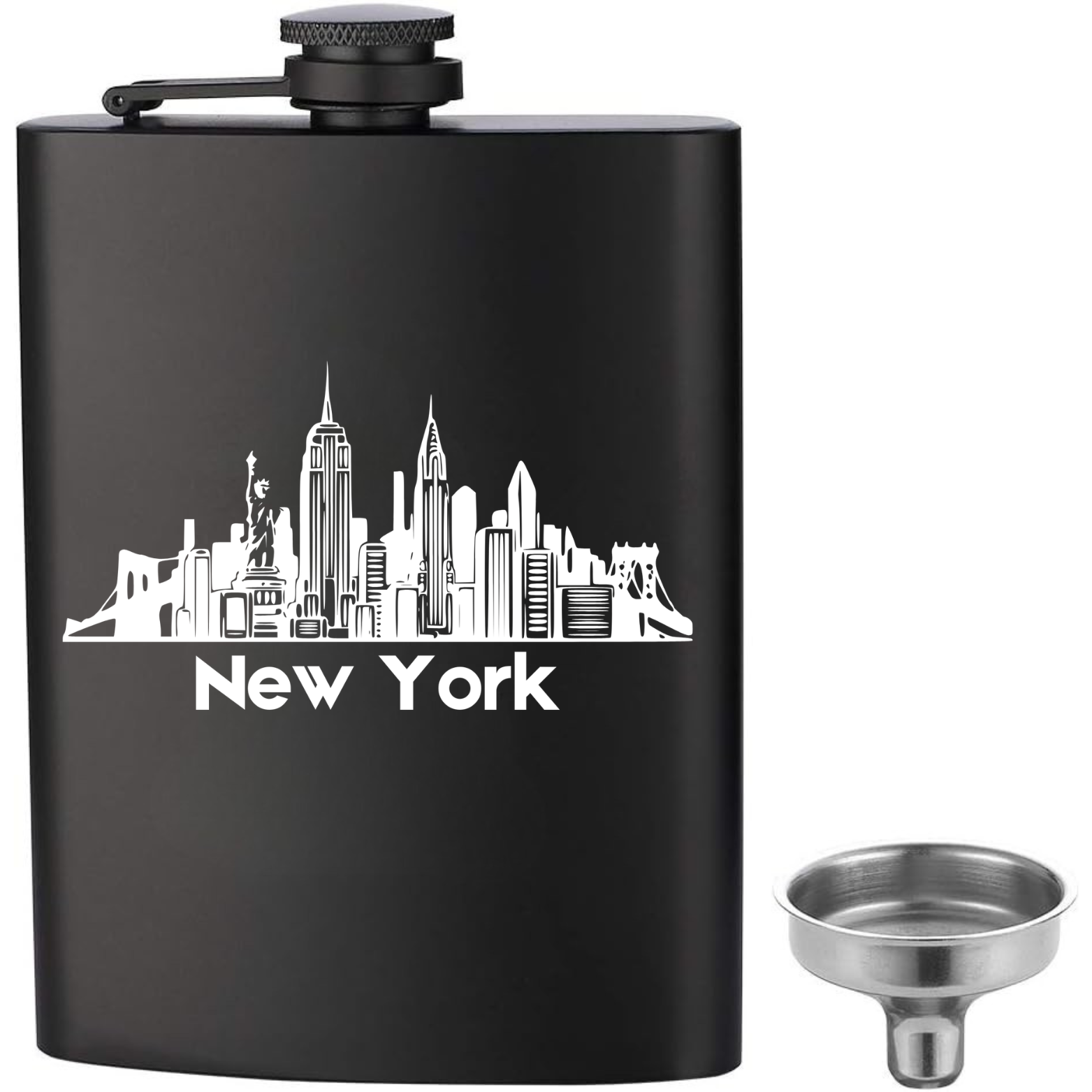 New York Skyline Flask - Black