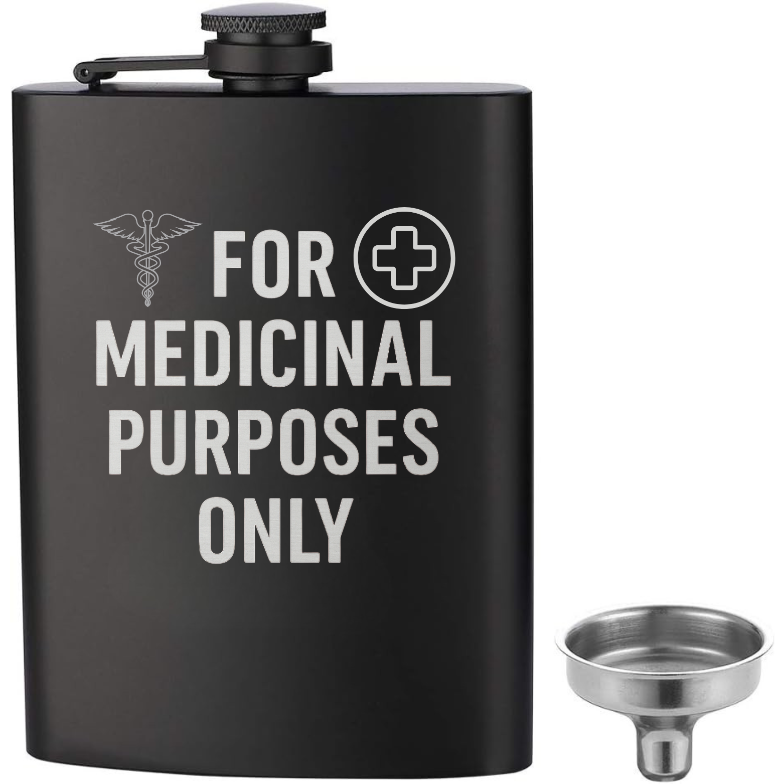 For Medicinal Purposes Only Flask - Black