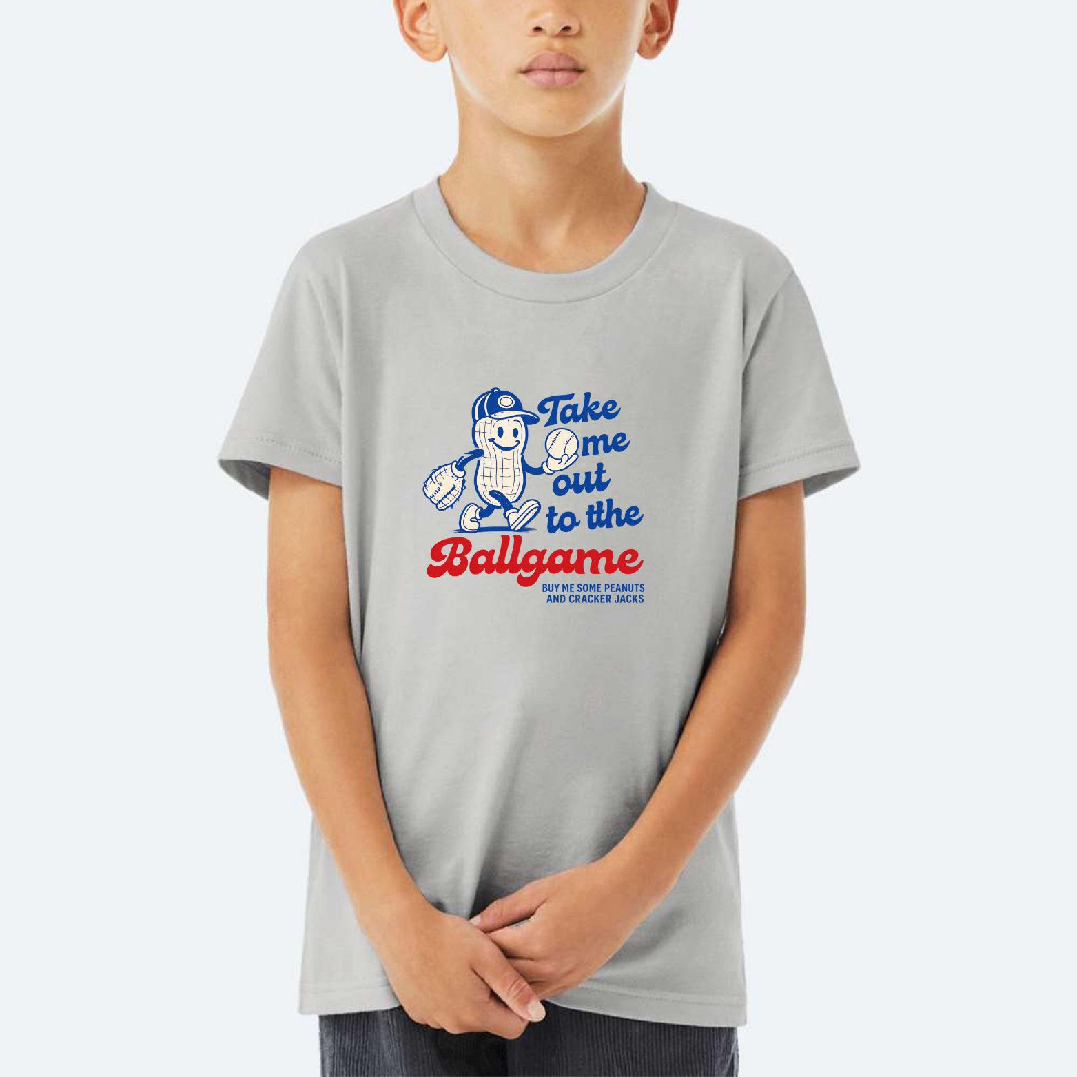 Take Me Out To The Ballgame Youth Triblend Tee - Athletic Heather front mockup