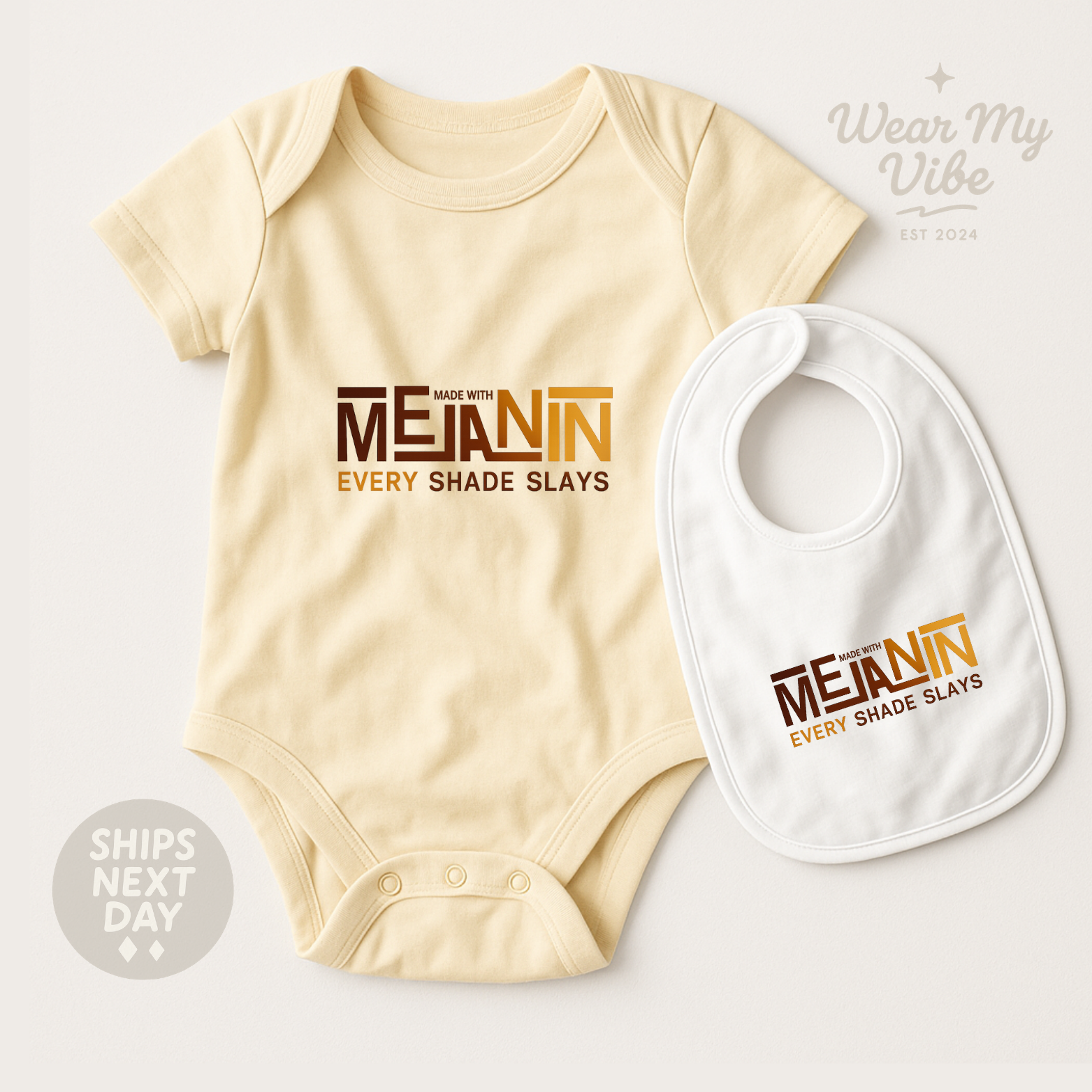Made With Melanin Baby Onesie hero mockup