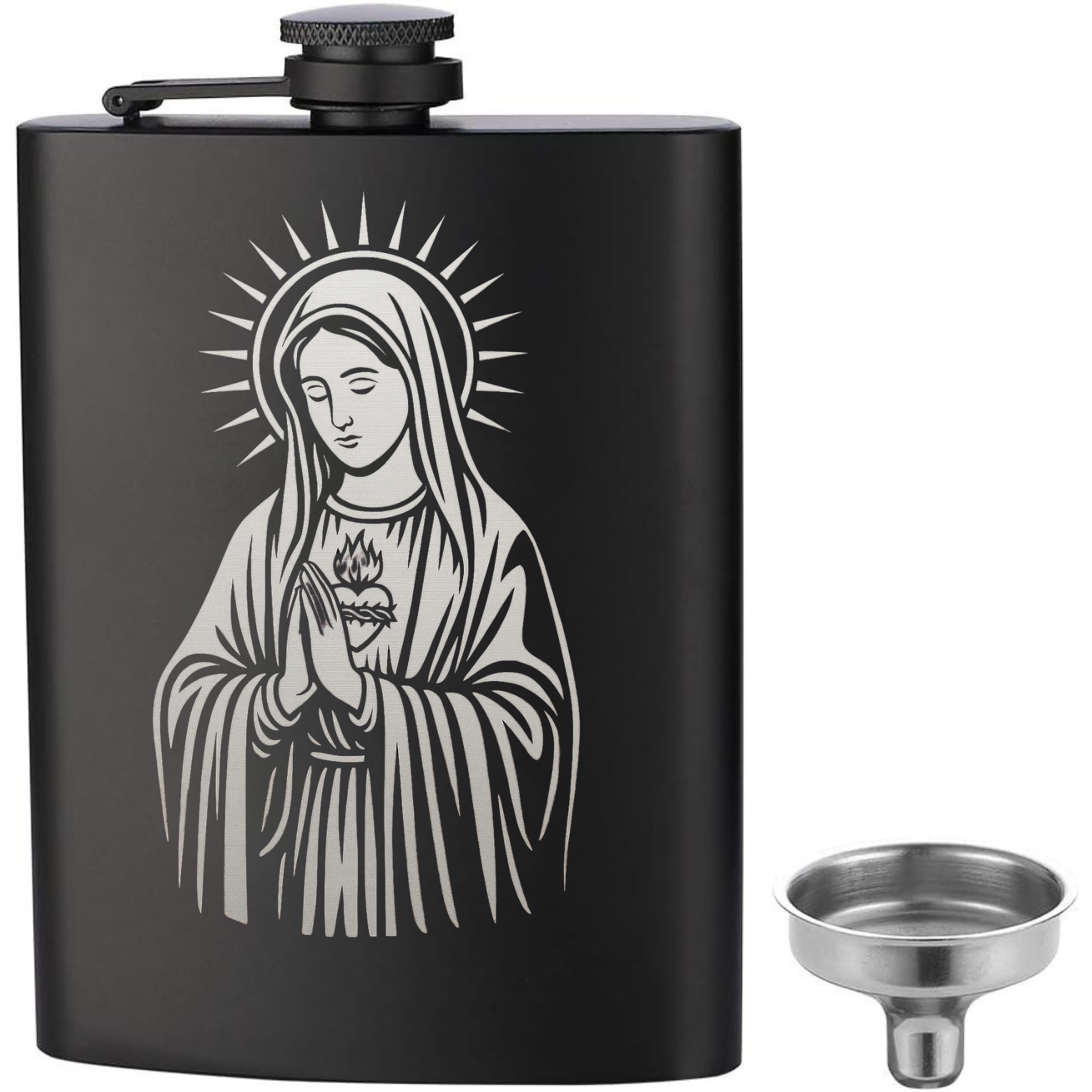 Virgin Mary Flask - Black