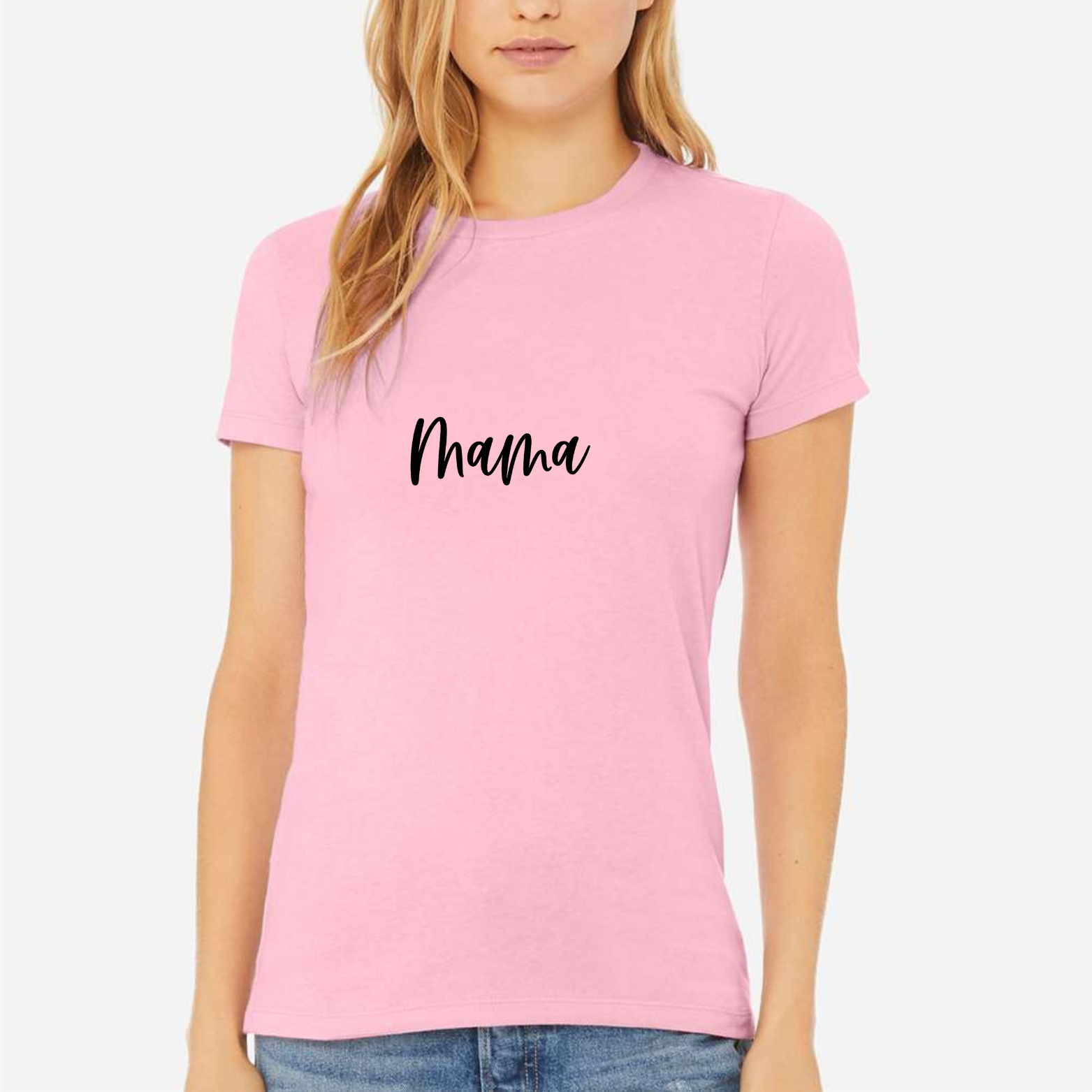MAMA Women's Ultra-Premium Triblend T-Shirt - Pink front mockup