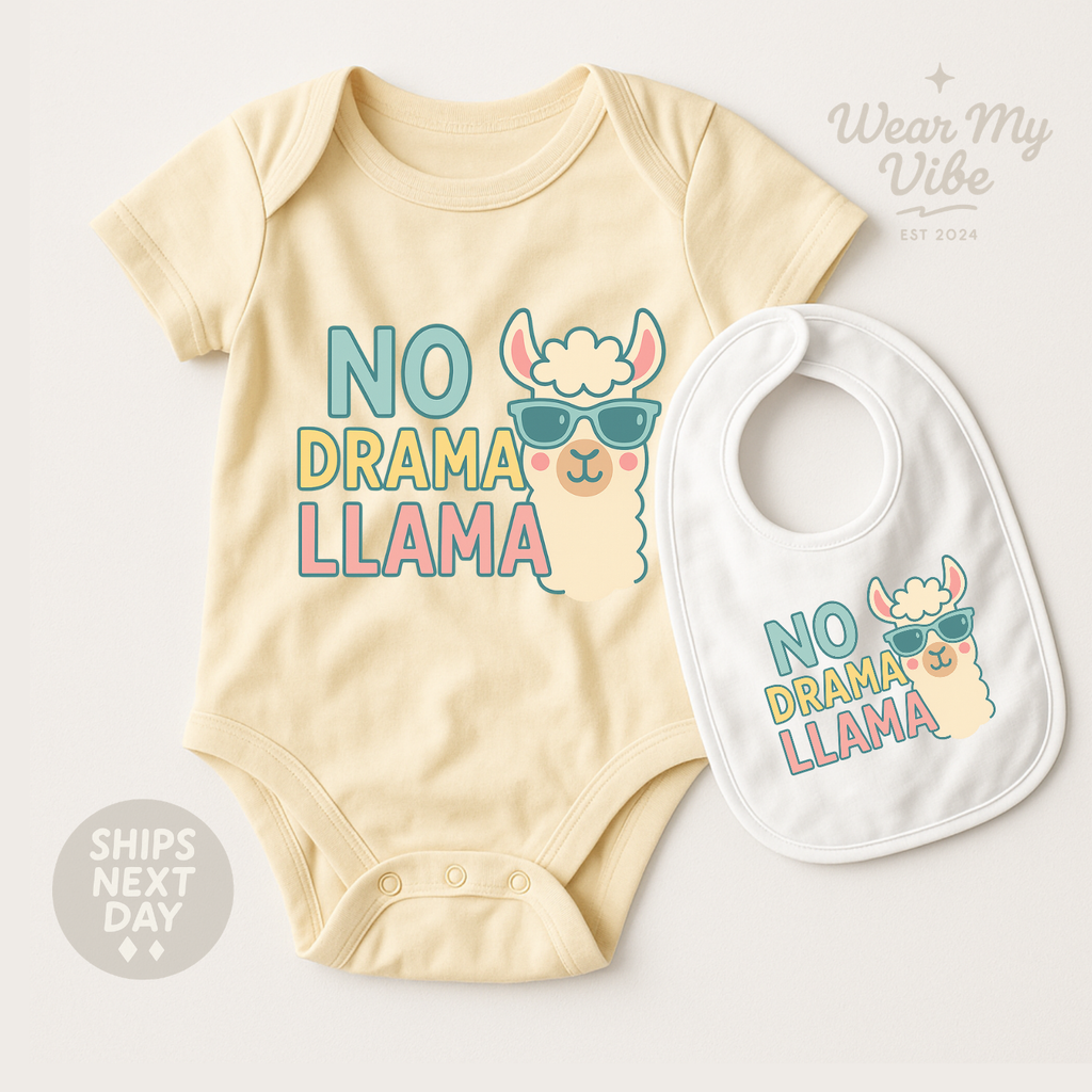 No Drama Llama Baby Onesie hero mockup