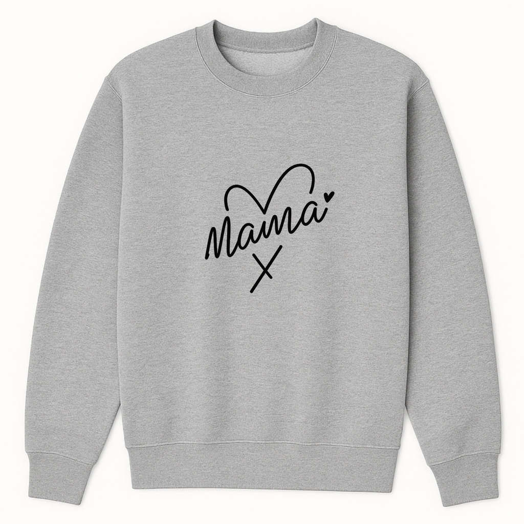 Mama Heart Crewneck Sweatshirt - Sports Grey mockup