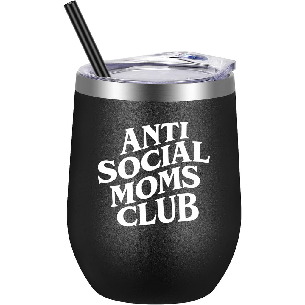 Anti Social Moms Club Wine Tumbler hero product mockup