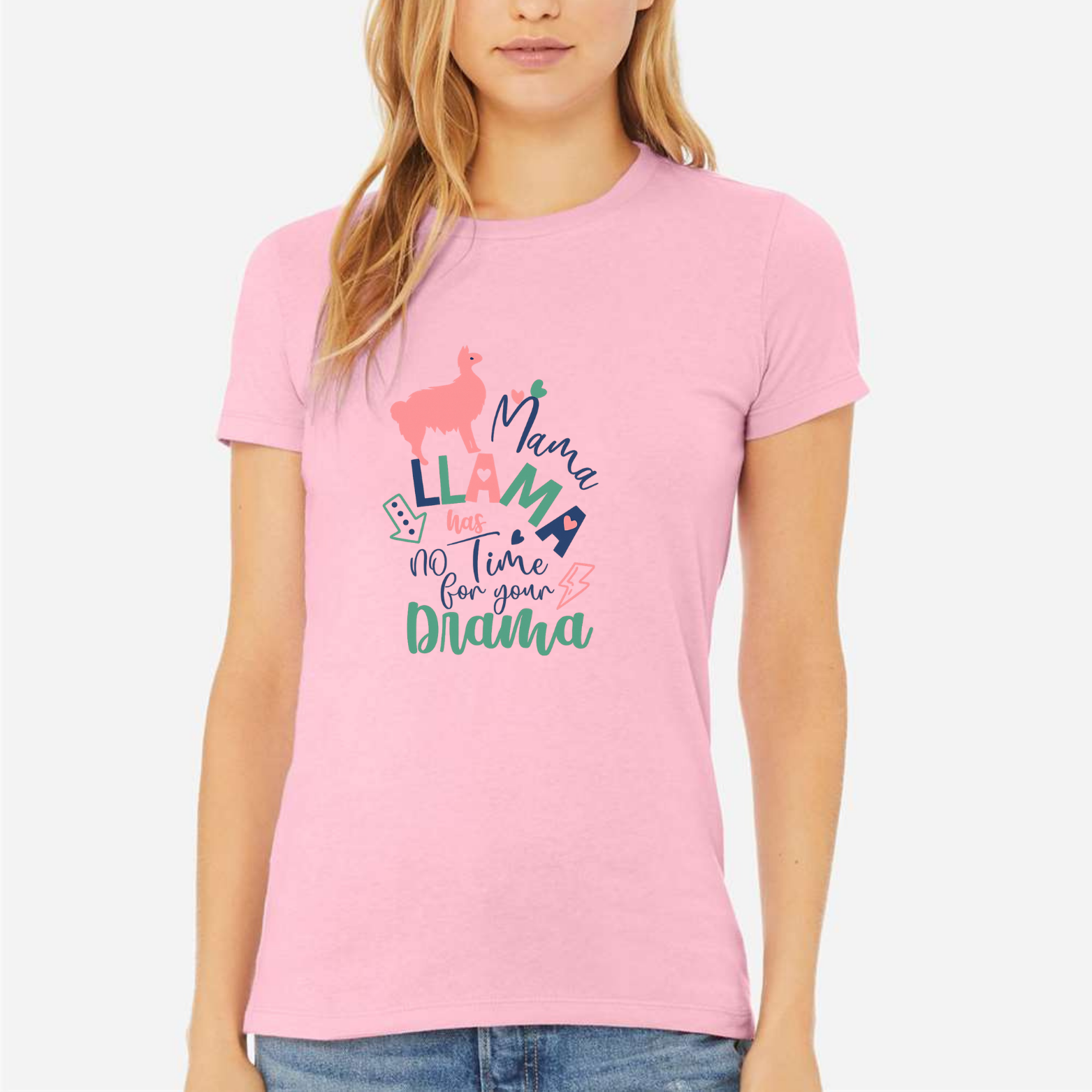 Mama Llama Women's Ultra-Premium Triblend T-Shirt - Pink front mockup