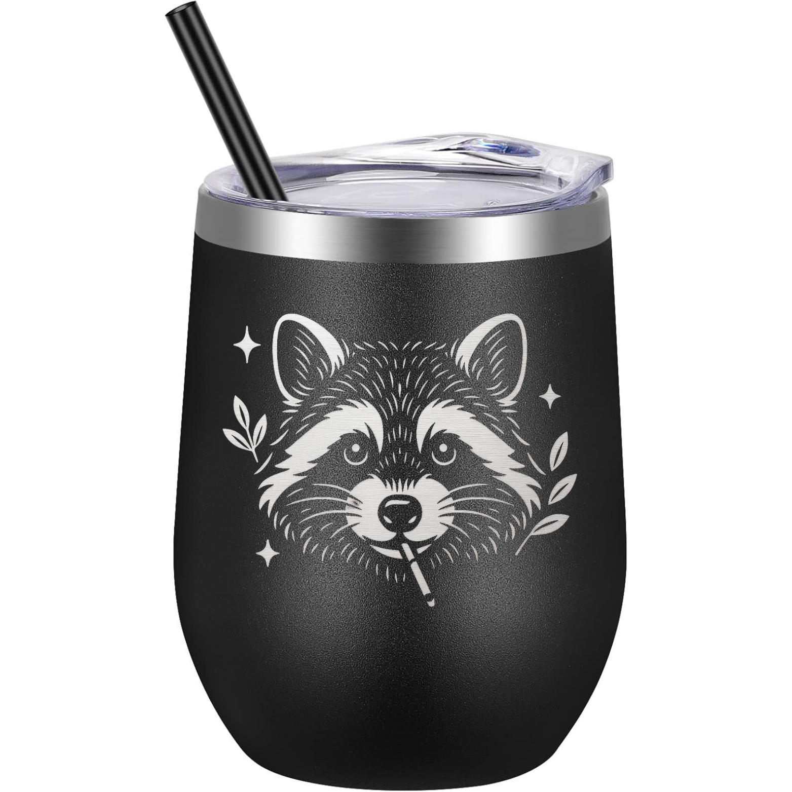 Cool Raccoon Wine Tumbler - Black