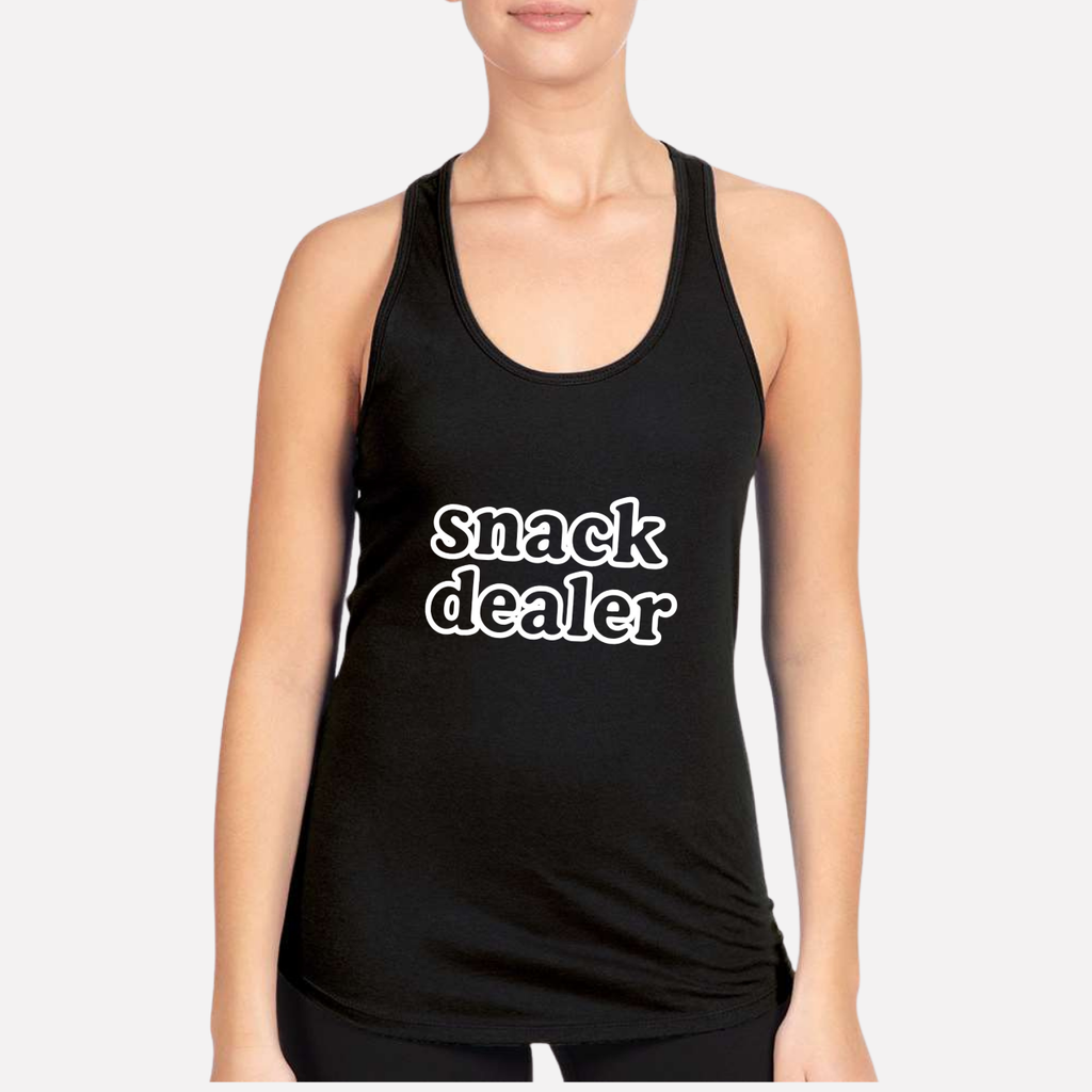 Mom Snack Dealer Women's Racerback Tank hero product mockup