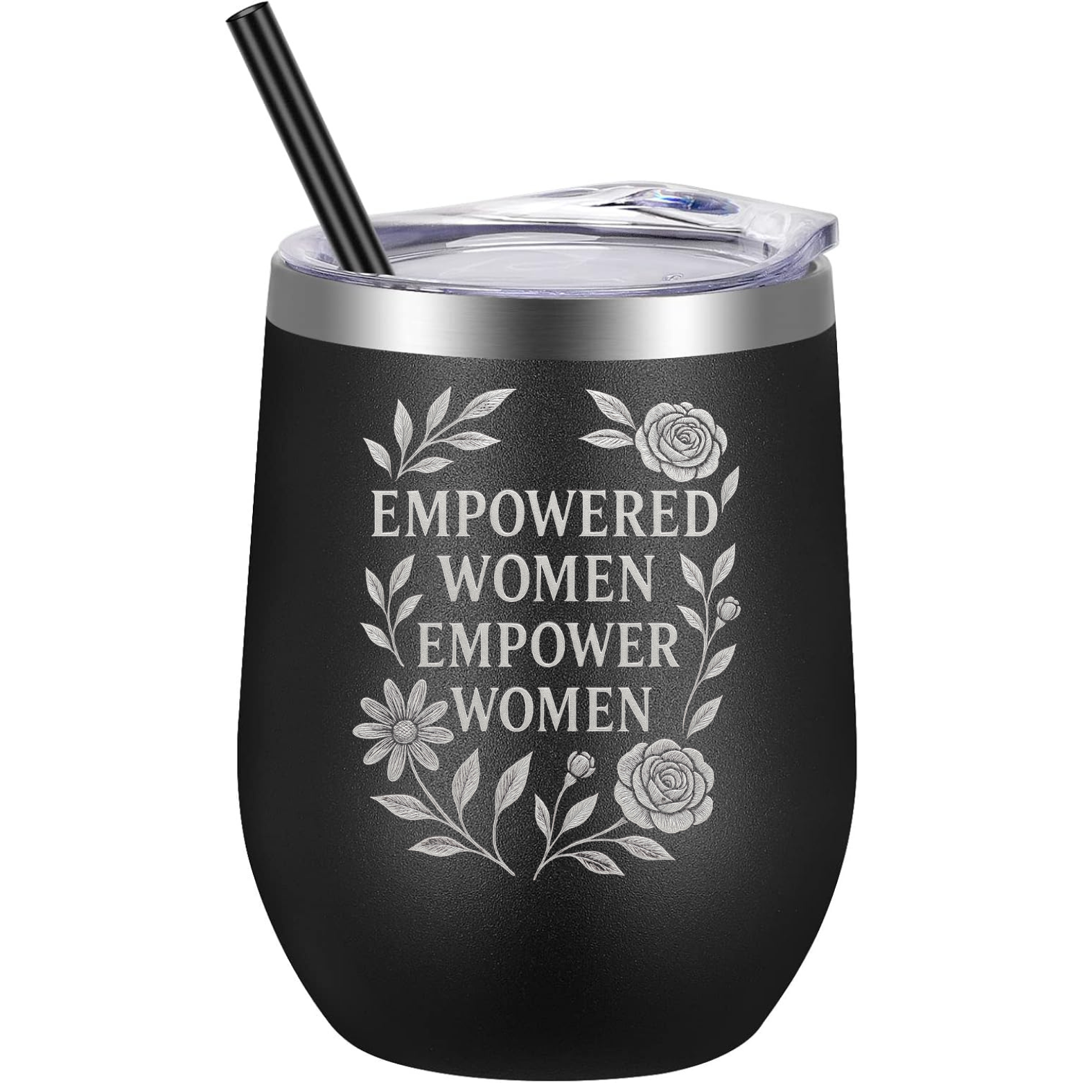 Empowered Women Wine Tumbler - Black