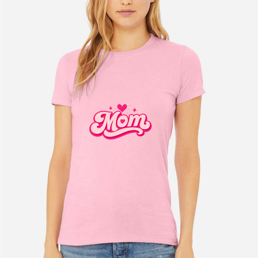 Mom Heart Women's Ultra-Premium Triblend T-Shirt - Pink front mockup