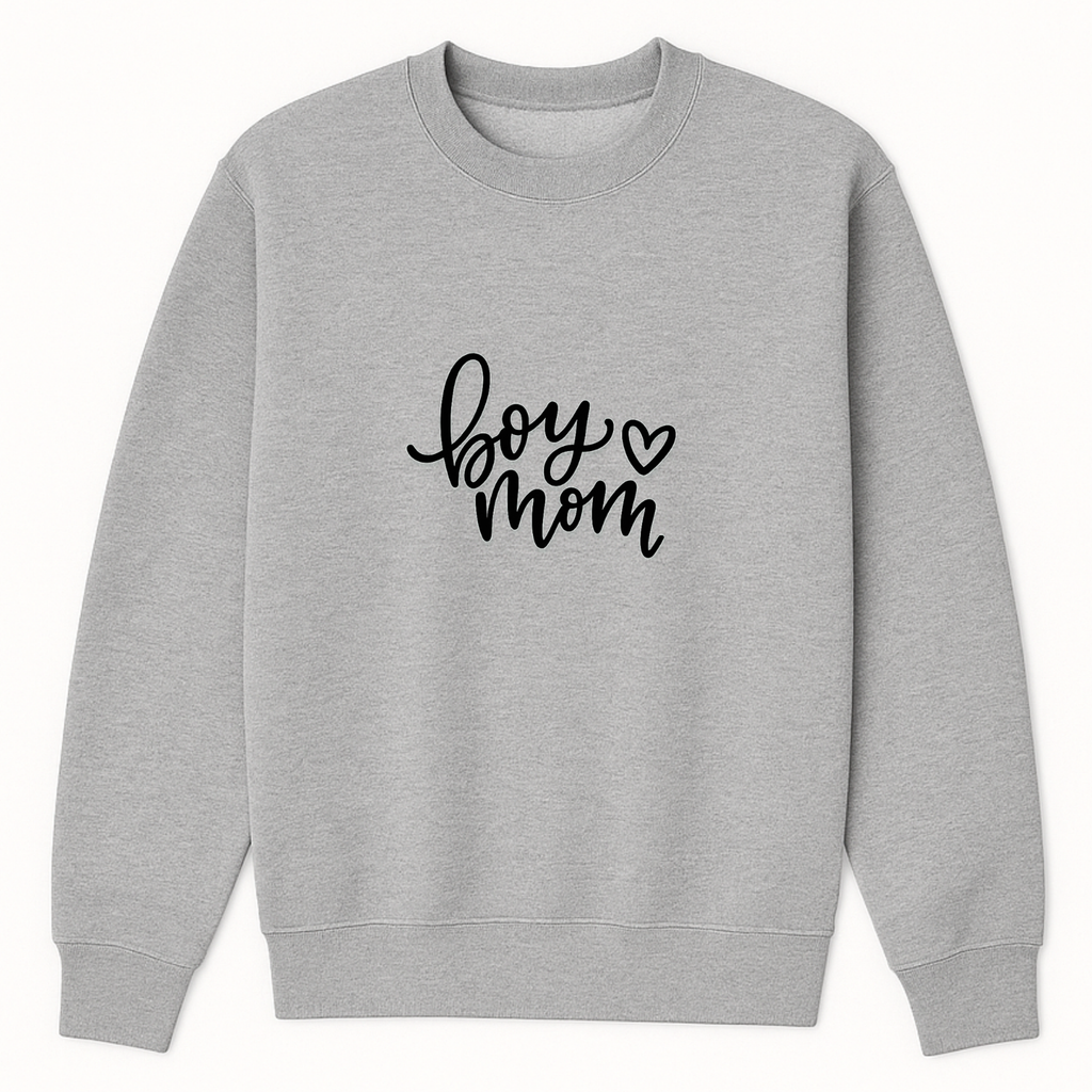 Boy Mom Crewneck Sweatshirt - Sports Grey mockup