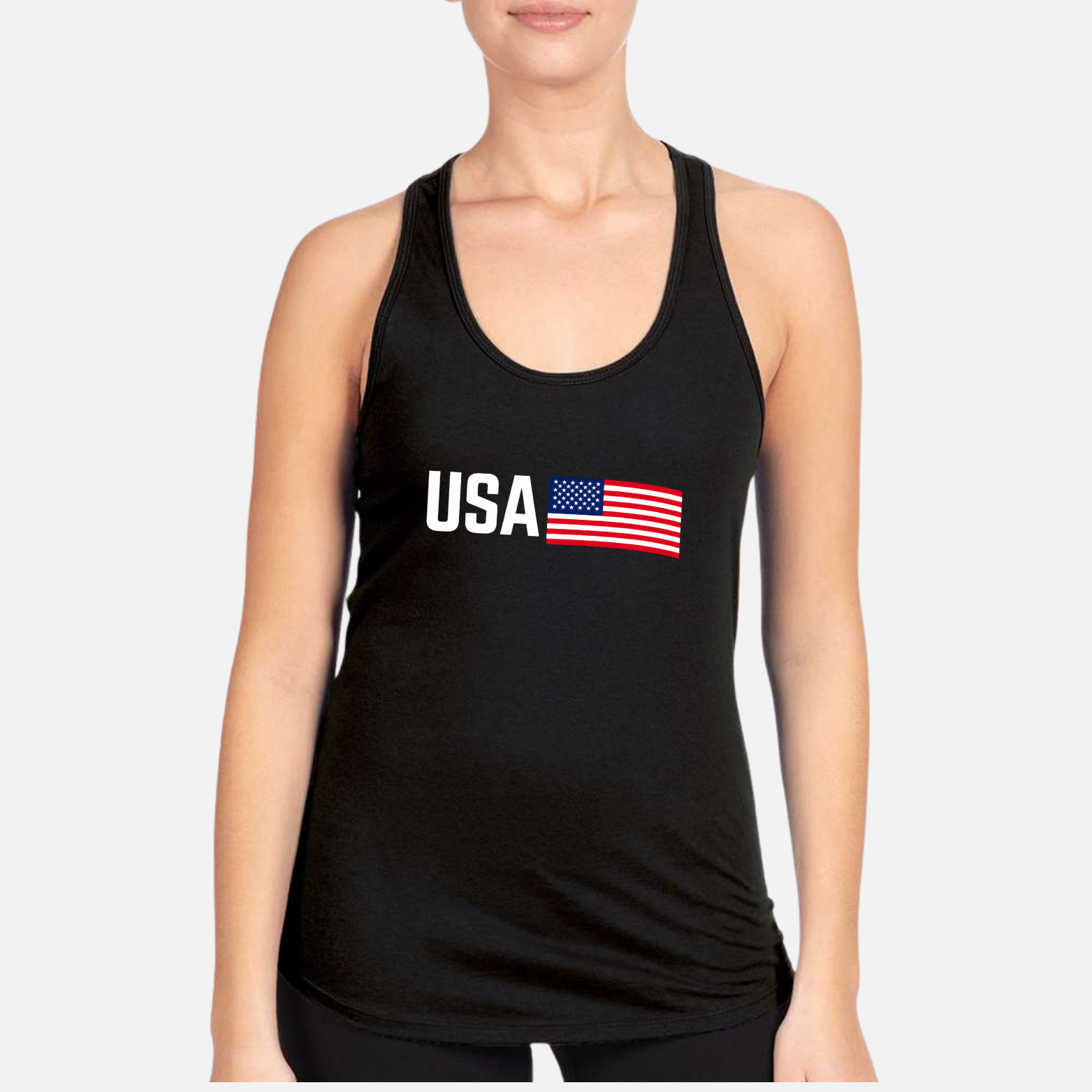 USA Women's Racerback Tank - Black front mockup