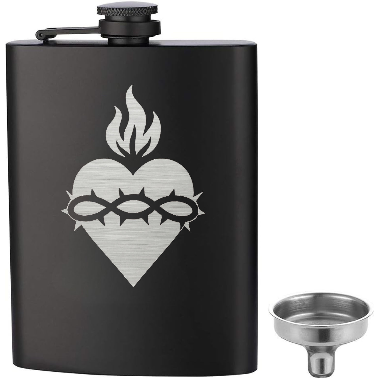 Sacred Heart Flask - Black