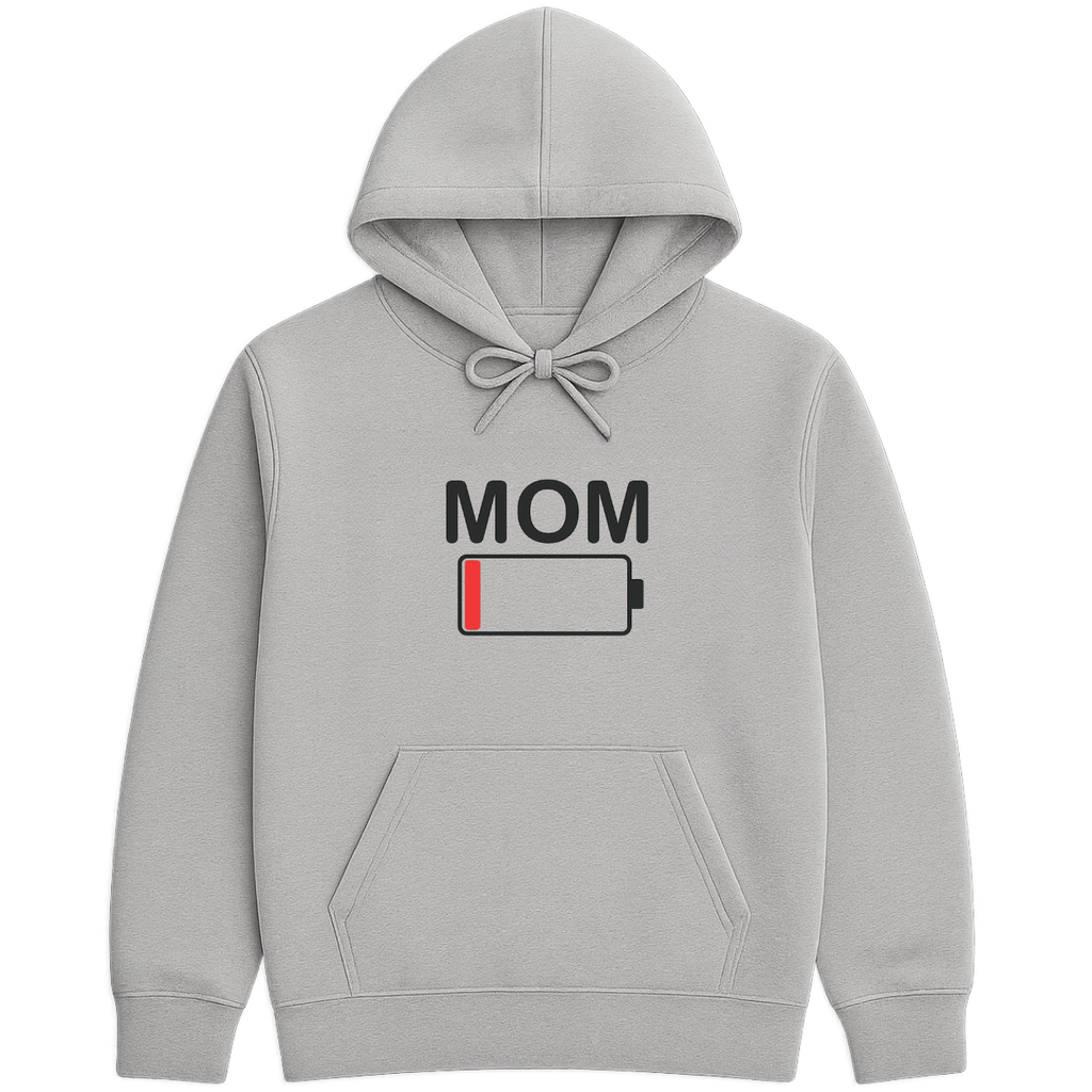 Mom Battery Low Pullover Hoodie hero product mockup