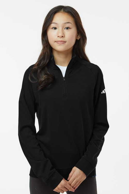 Adidas Youth Performance Quarter-Zip Pullover (Image/ Logo)