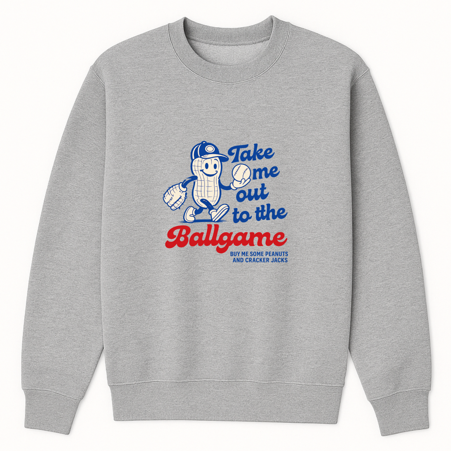 Take Me Out To The Ballgame Crewneck Sweatshirt - Sports Grey mockup