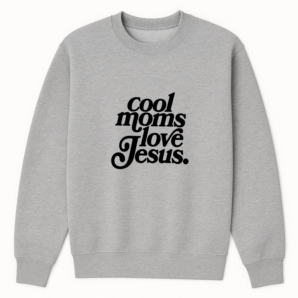 Cool Moms Love Jesus Crewneck Sweatshirt - Sports Grey mockup