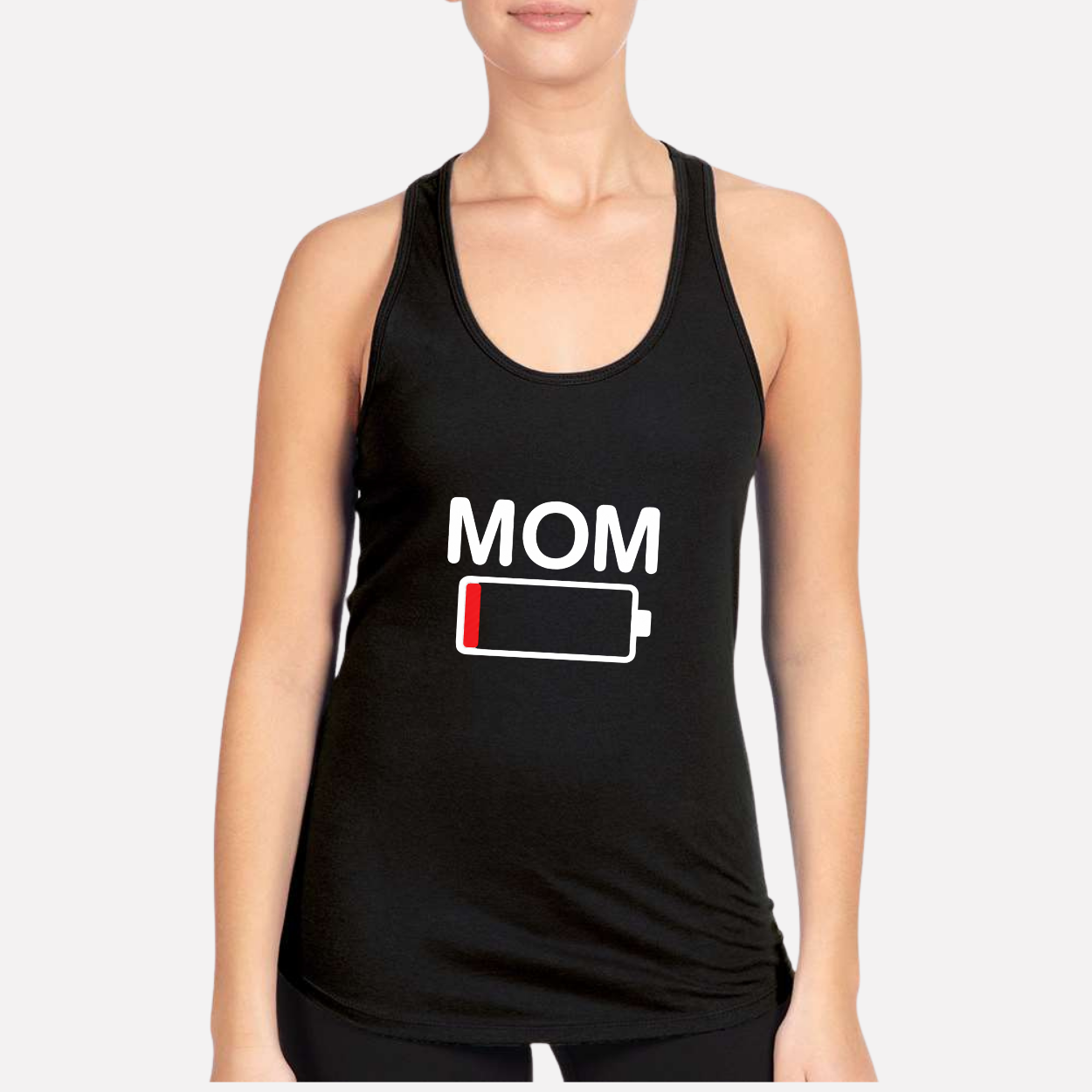 Mom Battery Low Women's Racerback Tank hero product mockup